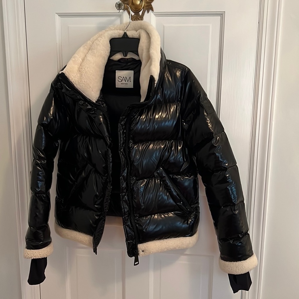 SAM black shearling coat